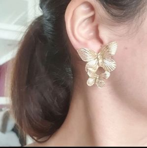 Zara gold metallic butterfly earrings